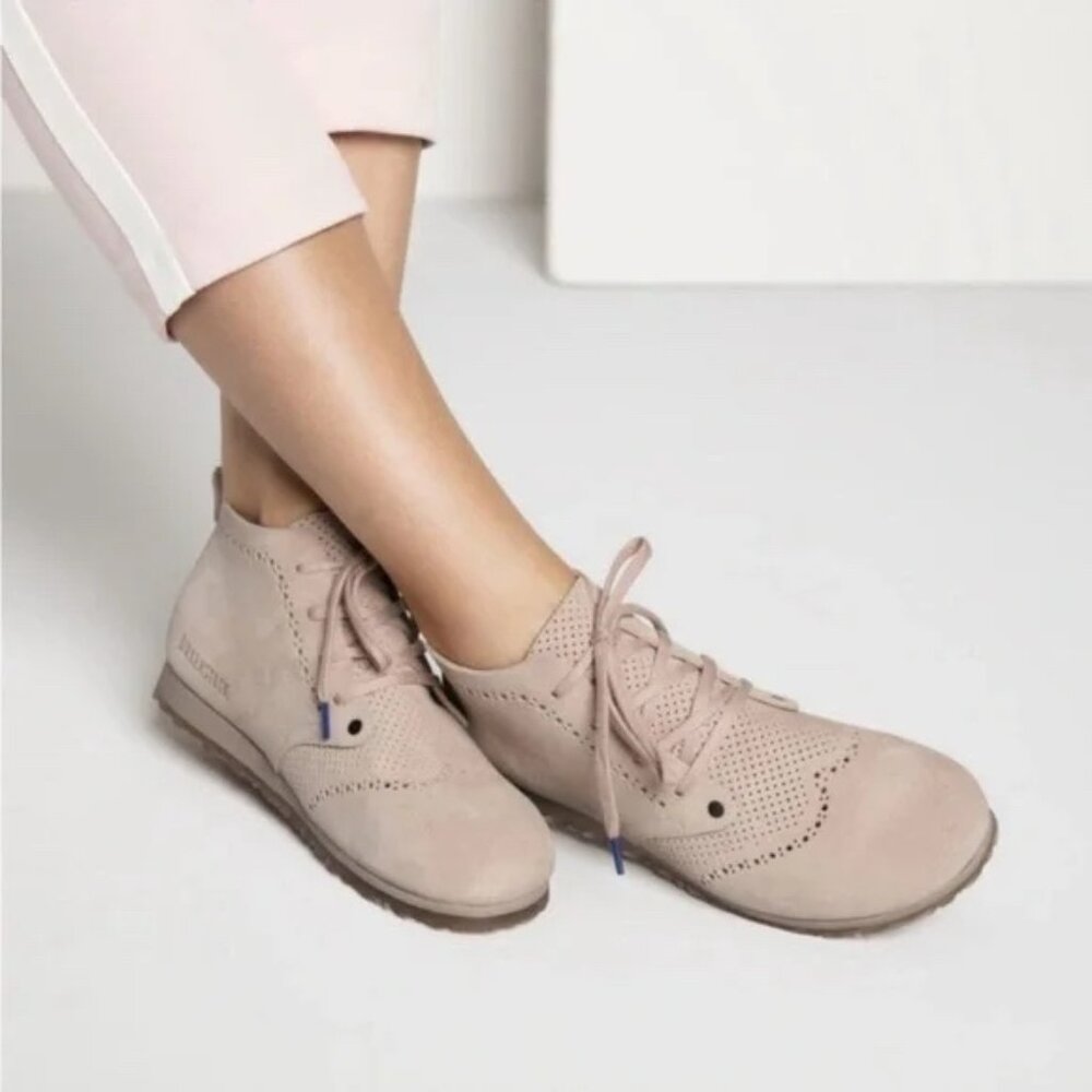 NIB Birkenstock Dundee Plus Rose Reptile Suede Chukka Sneakers EU 36